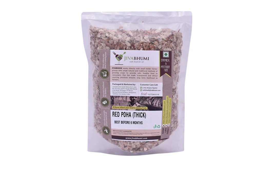 JivaBhumi Red Poha (Thick)    Pack  400 grams